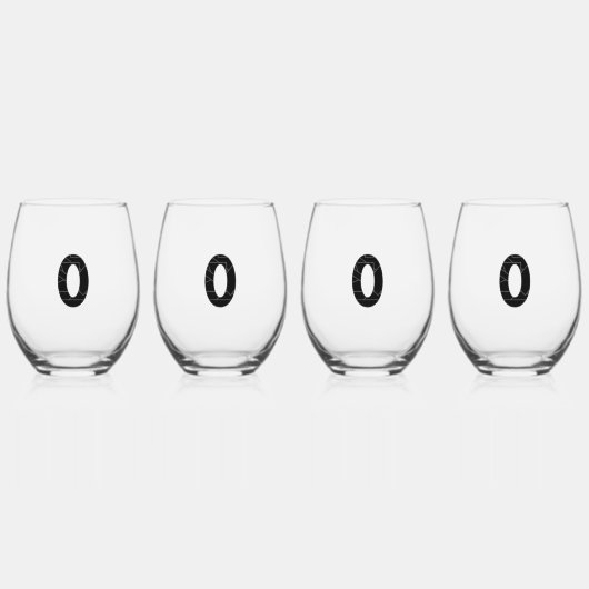Verre À Vin Sans Pied Le nombre zéro (0) en noir (Recto)