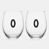 Verre À Vin Sans Pied Le nombre zéro (0) en noir (Recto)