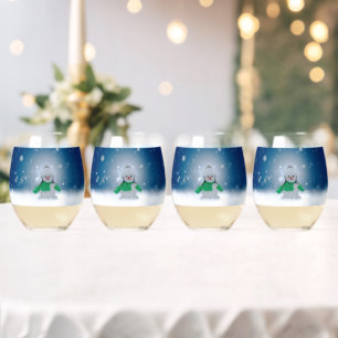 Verre À Vin Sans Pied Le personnage de bonhomme de neige de Noël adorabl