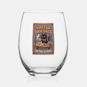 Verre À Vin Sans Pied Lecture de la fortune du café et des chats Chats F