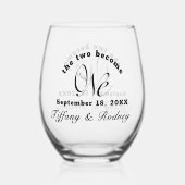 Verre À Vin Sans Pied Les Deux Deviennent Un Jeu De Drinkware De Script  (Verso)