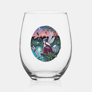 Verre À Vin Sans Pied Les libellules et les fées