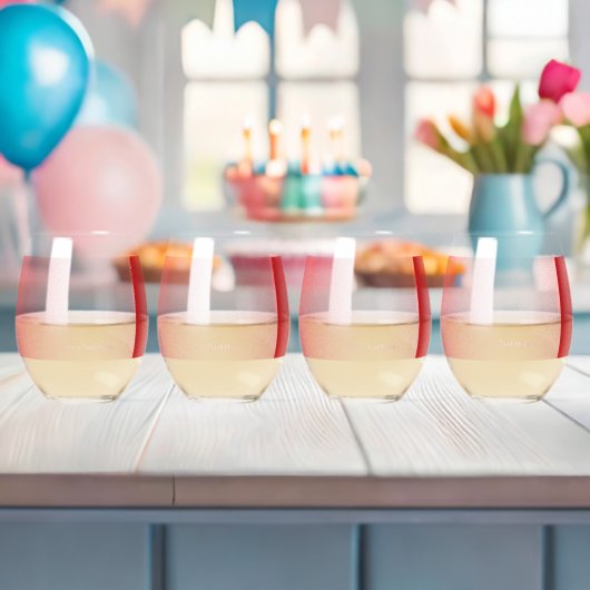 Verre À Vin Sans Pied Les touches rouge, orange et rose se mélangent (Insitu (Baby Shower))