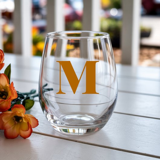 Verre À Vin Sans Pied Lettre initiale de monogramme moderne Ginger