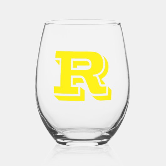 Verre À Vin Sans Pied LETTRE INITIALE JaUNE MOYENNE (Recto)