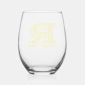 Verre À Vin Sans Pied LETTRE INITIALE JaUNE MOYENNE (Verso)