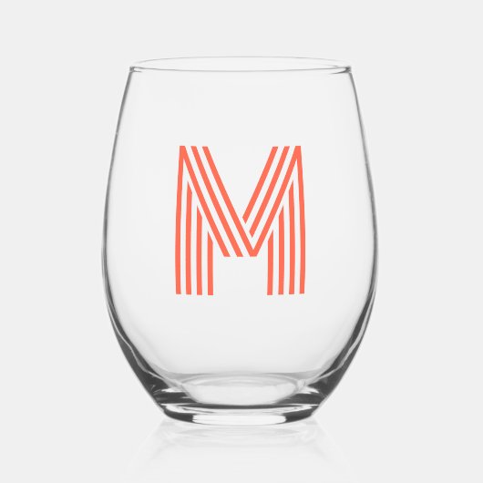 Verre À Vin Sans Pied Lettre initiale Persimon Modern Monogram (Recto)