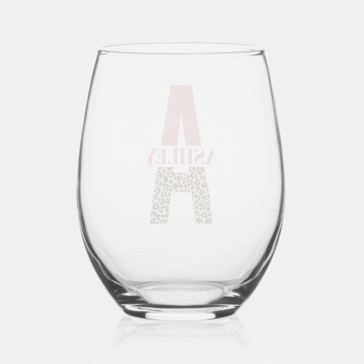 Verre À Vin Sans Pied Lettre Monogramme personnalisée Un Empreinte de lé (Verso)