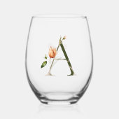 Verre À Vin Sans Pied LETTRE MONOGRAPHIQUE FÉMININE Florale A (Recto)