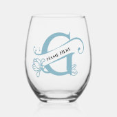 Verre À Vin Sans Pied LETTRE MONOGRAPHIQUE Florale G Ajouter un nom Chan (Recto)