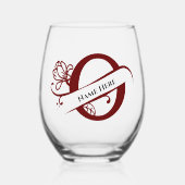 Verre À Vin Sans Pied LETTRE MONOGRAPHIQUE Florale O Ajouter un nom Chan (Recto)