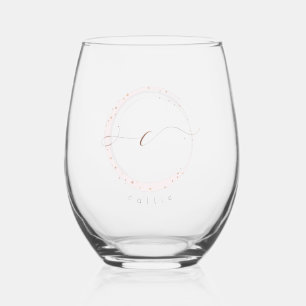 Verre À Vin Sans Pied LETTRE MONOGRAPHIQUE rose D'OR Script