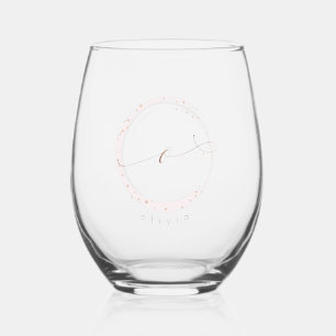 Verre À Vin Sans Pied Lettre O rose de script or