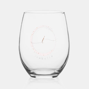 Verre À Vin Sans Pied LETTRE rose DE MONOGRAPHIQUE D'OR I