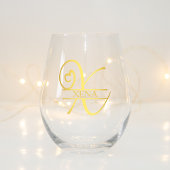 Verre À Vin Sans Pied Lettre X Monogramme Cadeau de demoiselle d'honneur