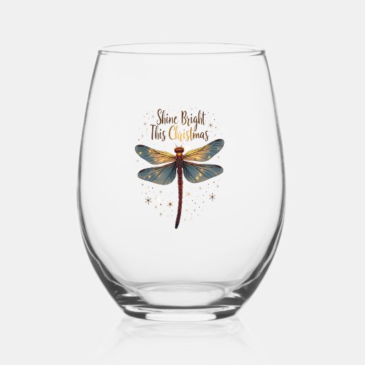 Verre À Vin Sans Pied Libellule étoile de Noël (Recto)