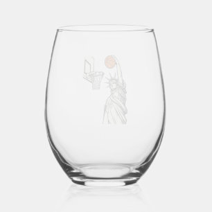 Verre À Vin Sans Pied Liberté Basketball Dunk Dessin de gravure vintage_