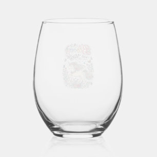Verre À Vin Sans Pied Licorne Fleurir avec Magie Typographie Vectorielle