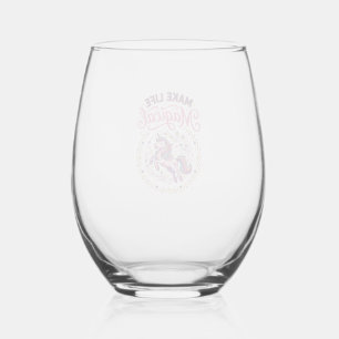 Verre À Vin Sans Pied Licorne Rendre La Vie Magique POD Prêt Fond Blanc