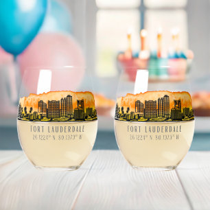 Verre À Vin Sans Pied Ligne aérienne et coordonnées de Fort Lauderdale