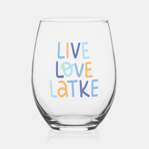 Verre À Vin Sans Pied Live Love Latke Hanoukka Design