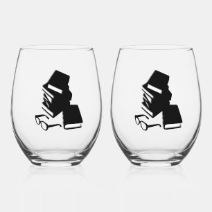 Verre À Vin Sans Pied Livres et lunettes
