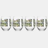 Verre À Vin Sans Pied Logo de l'image de composition du golf, (Recto)
