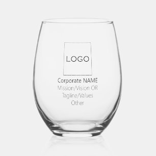 Verre À Vin Sans Pied Logo d'entreprise Vision Tagline Valeurs Simple No