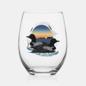 Verre À Vin Sans Pied Loon Couple coucher de soleil bleu (Verso)
