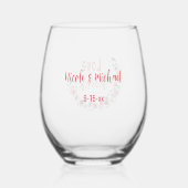 Verre À Vin Sans Pied Love Blooms Personnalisée Mariée Groom Mariage Dat (Verso)