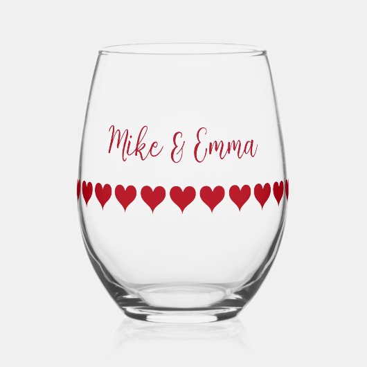 Verre À Vin Sans Pied Love Couple Red Heart Thème (Recto)