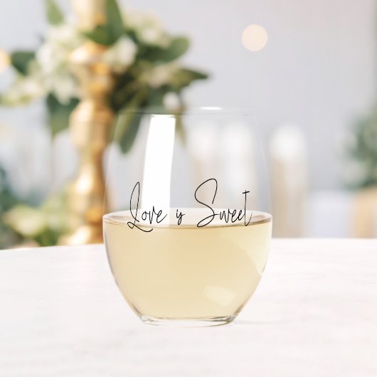 Verre À Vin Sans Pied Love Is Sweet Handwritten Script  (Insitu (Mariage))