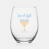 Verre À Vin Sans Pied Love & Light Personalized Hanukkah Menorah Gift (Recto)