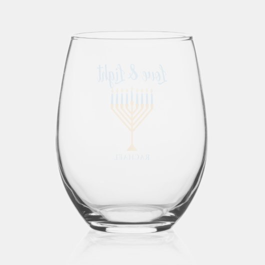 Verre À Vin Sans Pied Love & Light Personalized Hanukkah Menorah Gift (Verso)