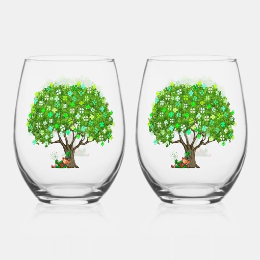 Verre À Vin Sans Pied Lucky Leprechaun Vins Étais (Verso)