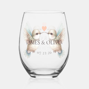 Verre À Vin Sans Pied Lunettes de Mariage de colibri mignonnes