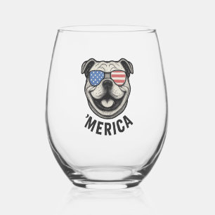 Verre À Vin Sans Pied Lunettes de soleil Drapeau USA 'MERICA Bulldog Pat