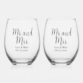 Verre À Vin Sans Pied M. et Mme Mariage Vins Lunettes (Recto)