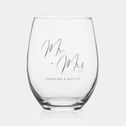 Verre À Vin Sans Pied M. & Mme : Mariage personnalisé (Recto)