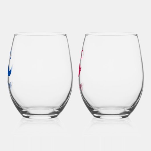 Verre À Vin Sans Pied M. & Mme Mustache Lips Mariage personnalisé (Gauche)