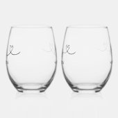 Verre À Vin Sans Pied M. Mme Script Heart Mariage (Gauche)