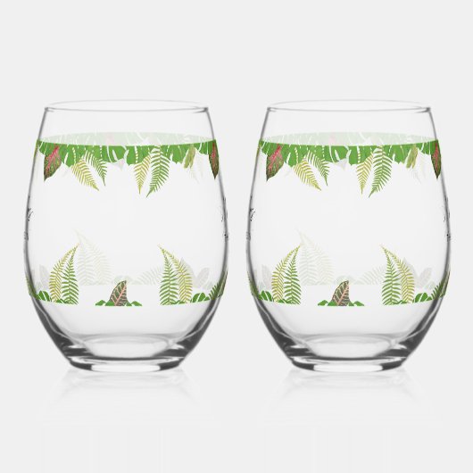Verre À Vin Sans Pied M. & Mme Tropical Feuille Script Mariage Cadeau (Droite)