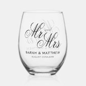 Verre À Vin Sans Pied Magnifique personnalisation de M. et Mme mariage (Verso)