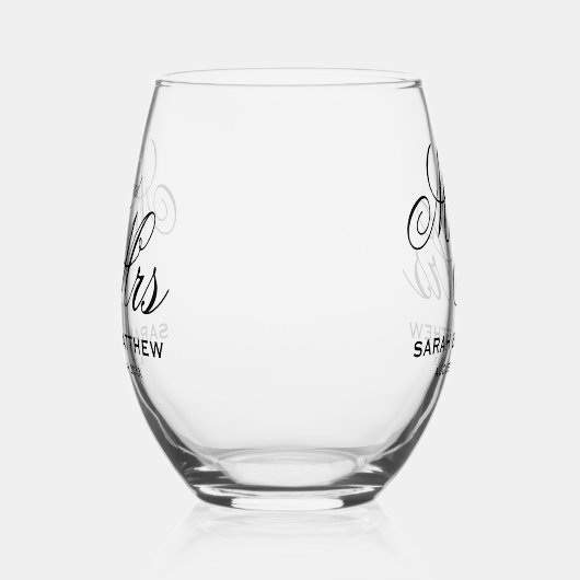 Verre À Vin Sans Pied Magnifique personnalisation de M. et Mme mariage (Gauche)