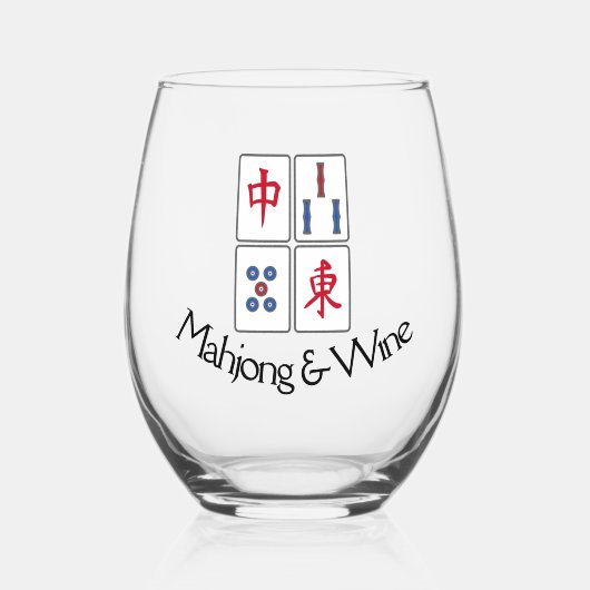 Verre À Vin Sans Pied Mahjong Design Verre sans pierre (Recto)