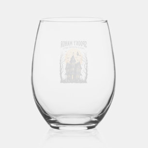 Verre À Vin Sans Pied Maison Hantée Halloween Gravure Vintage Art de Nui