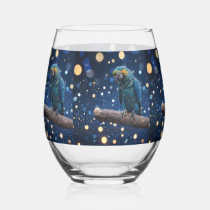 Verre À Vin Sans Pied Majesté Bleue : La Macaw Bleue Sur Dreamy Blue Bok