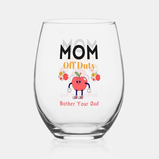 Verre À Vin Sans Pied "Maman en service" Cadeau pour maman (Verso)