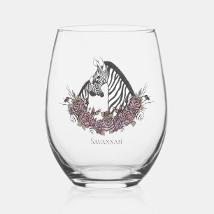 Verre À Vin Sans Pied Maman et bébé zèbre mignons