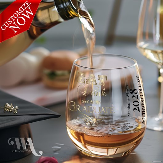 Verre À Vin Sans Pied Mangez Boire et être le Diplômé